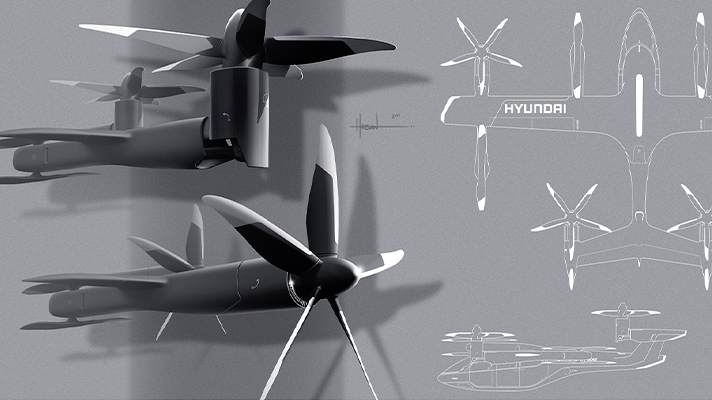 UAM image designed by 3D modeling and line drawing