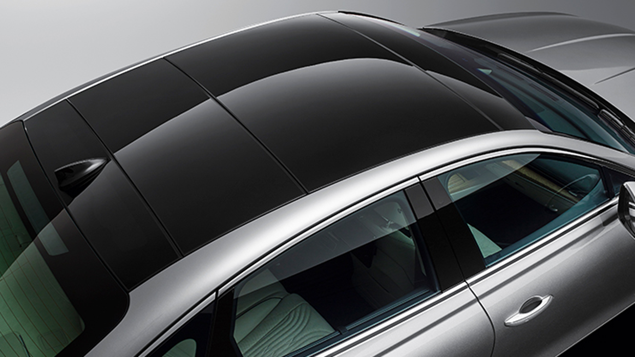 Top view of showing the sunroof and side windows at a glance