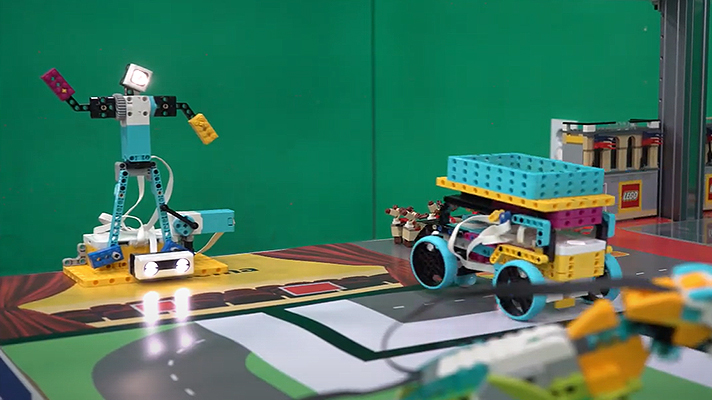 Smart mobility image assembled with blocks