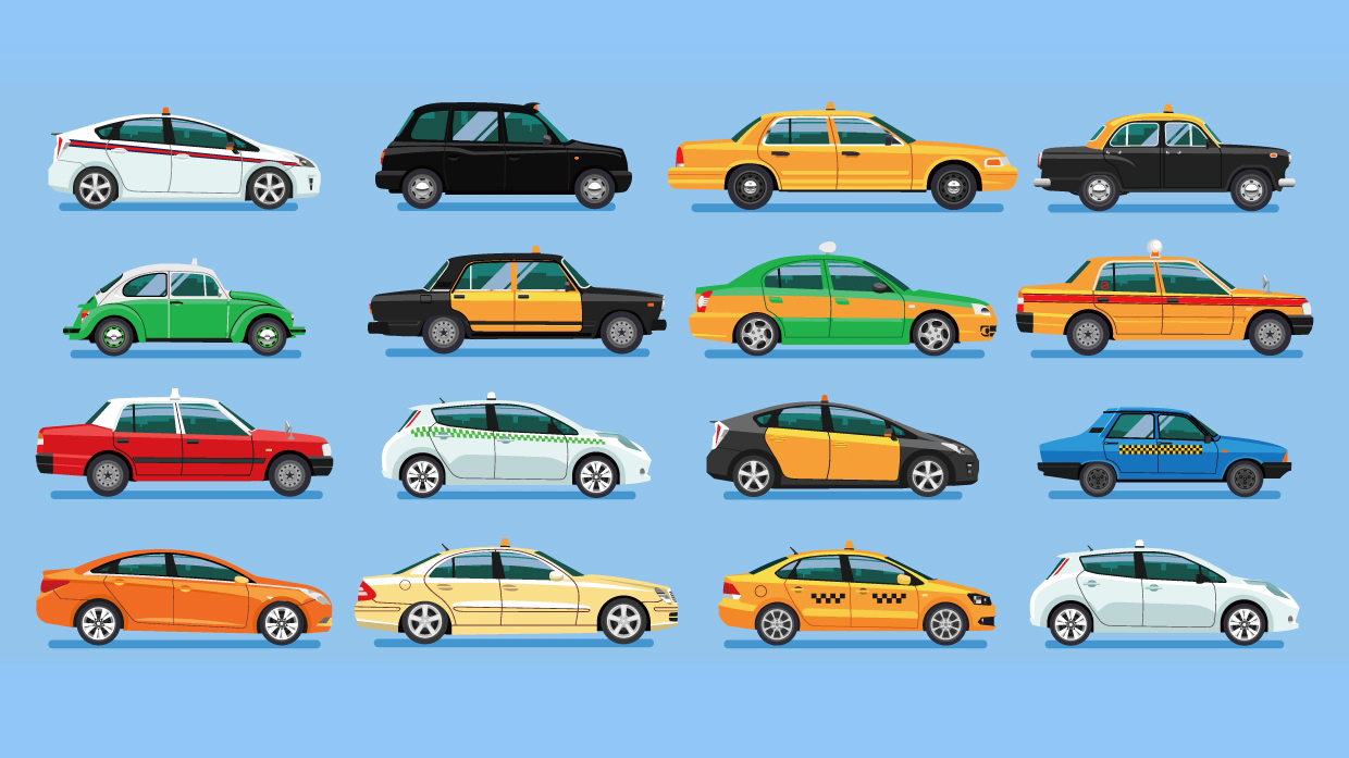 Infographic showing taxis around the world