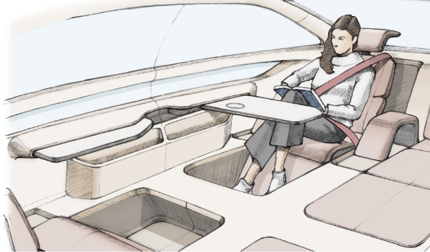A woman is sitting and reading a book with an open table in the concept of Mobility Ondol