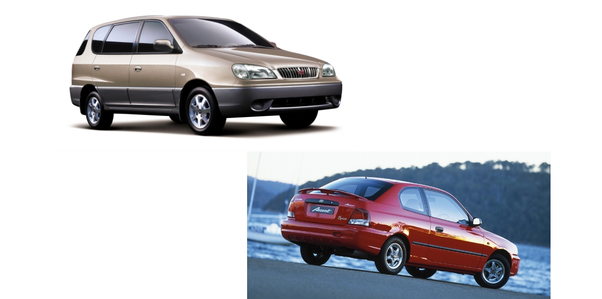 The first-generation Kia Carens and the first-generation Hyundai Verna