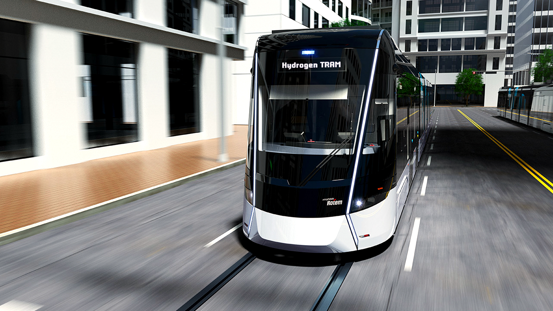 Hyundai Rotem's hydrogen electric tram runs through the city center