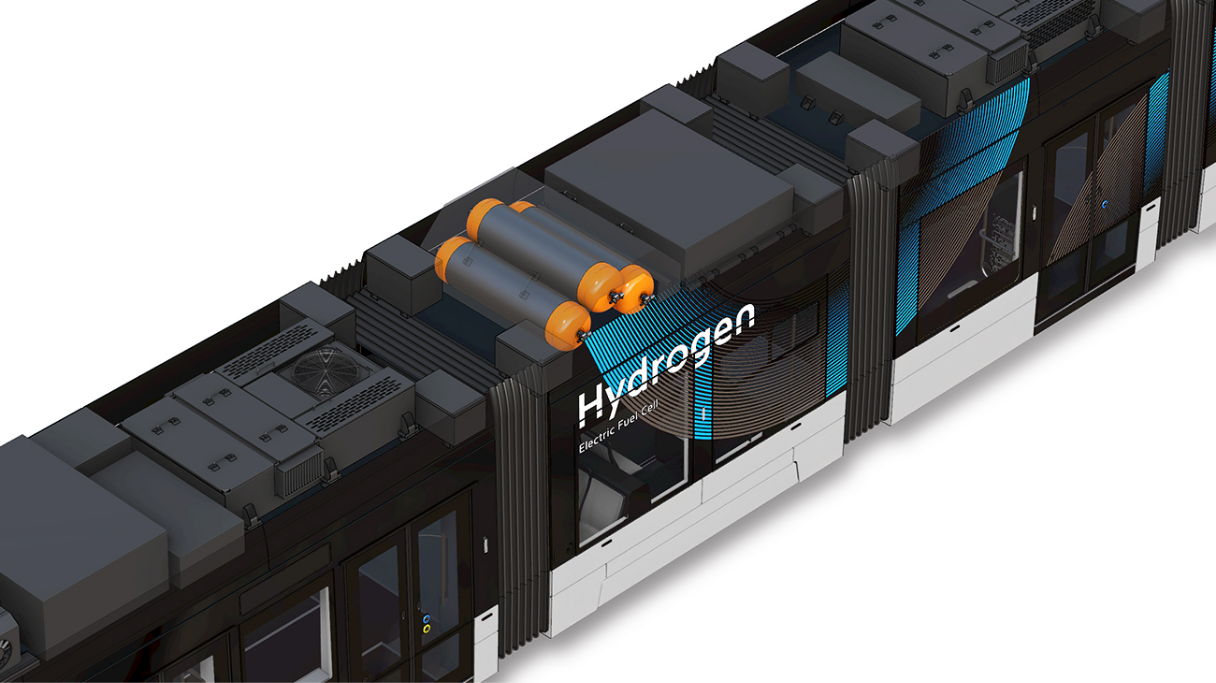Powertrain of hydrogen electric tram concept model