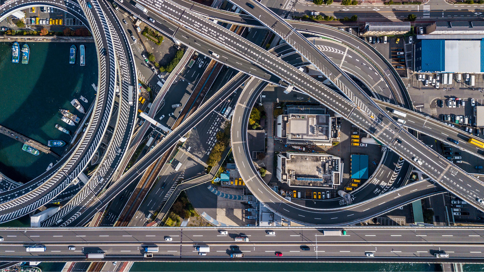 View of busy city roads