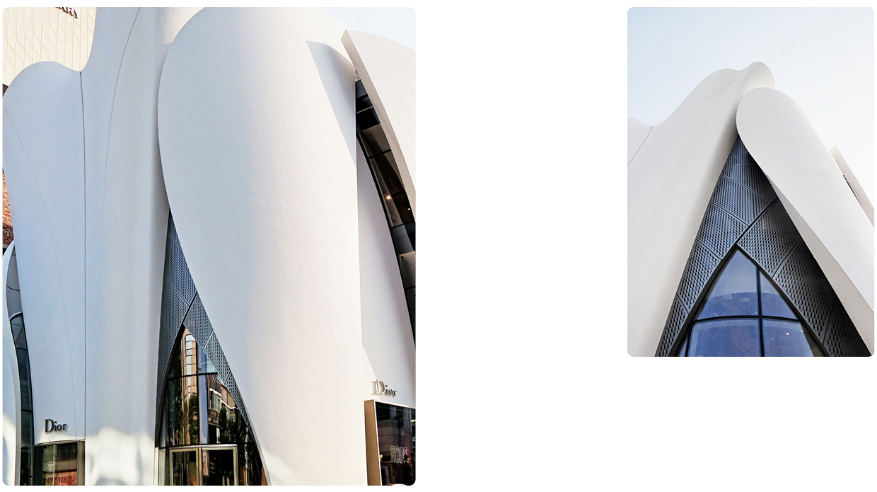 Exterior photo of House of Dior, Dior's pop-up store located in Cheongdam-dong, Seoul.