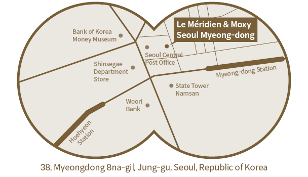 Map of Le Meridien and Moxy Seoul Myeong-dong