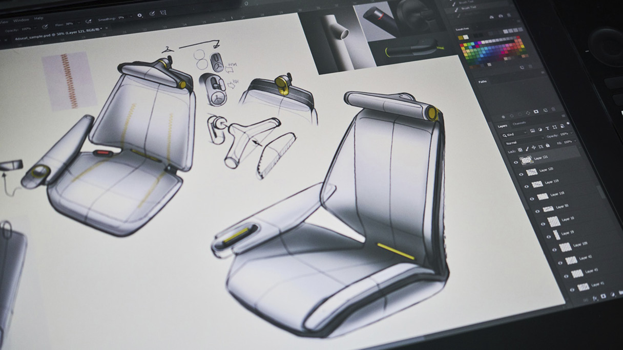 A design sketch of the Ergo motion seat
