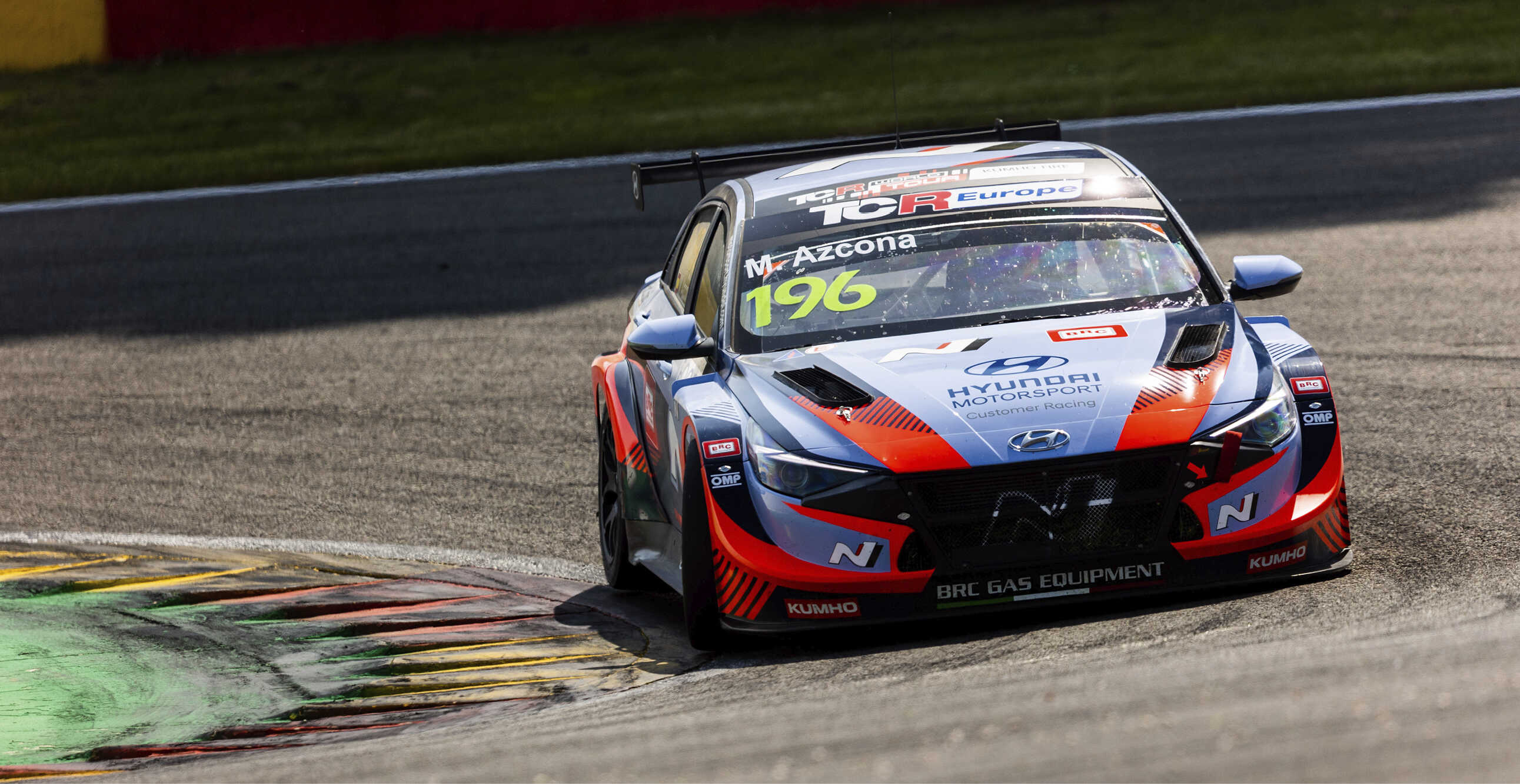 The Avante N TCR racing car is running on the circuit