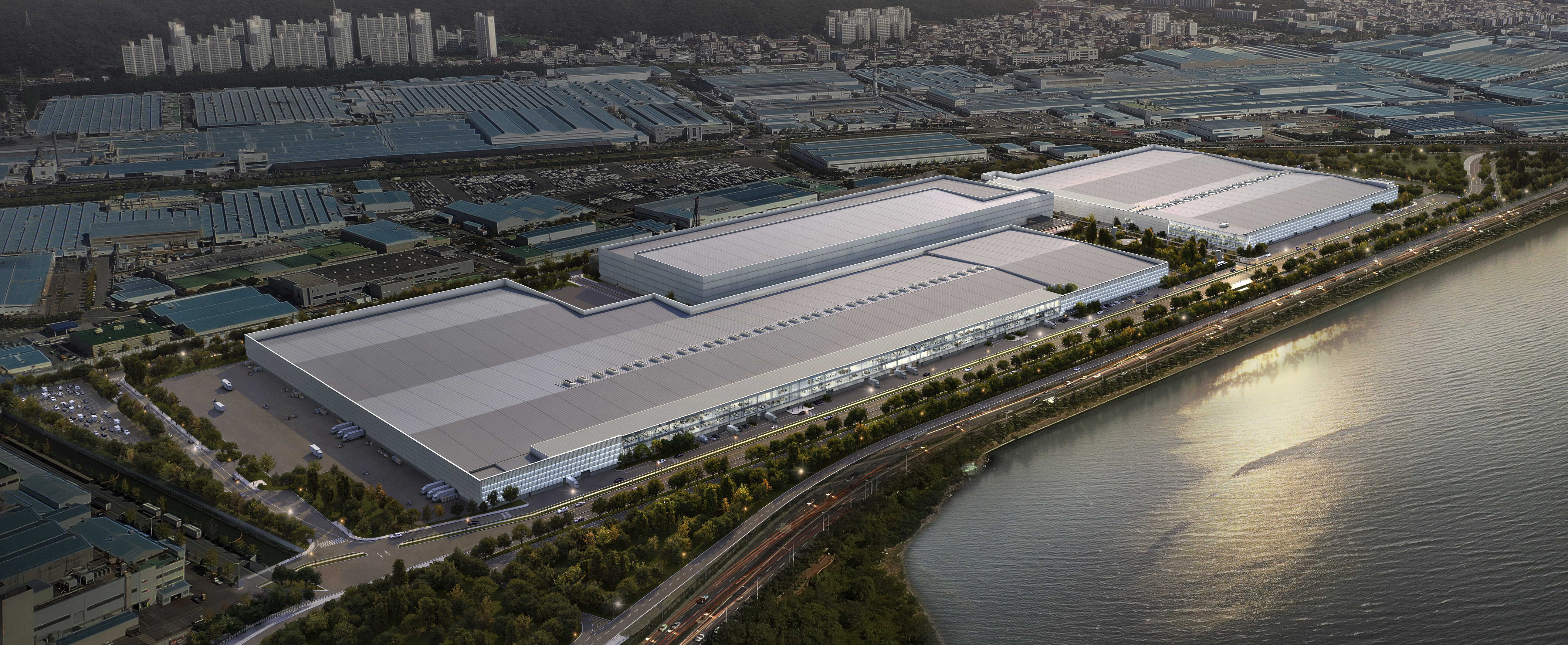 Bird's eye view of Hyundai Motor Company's Ulsan EV plant