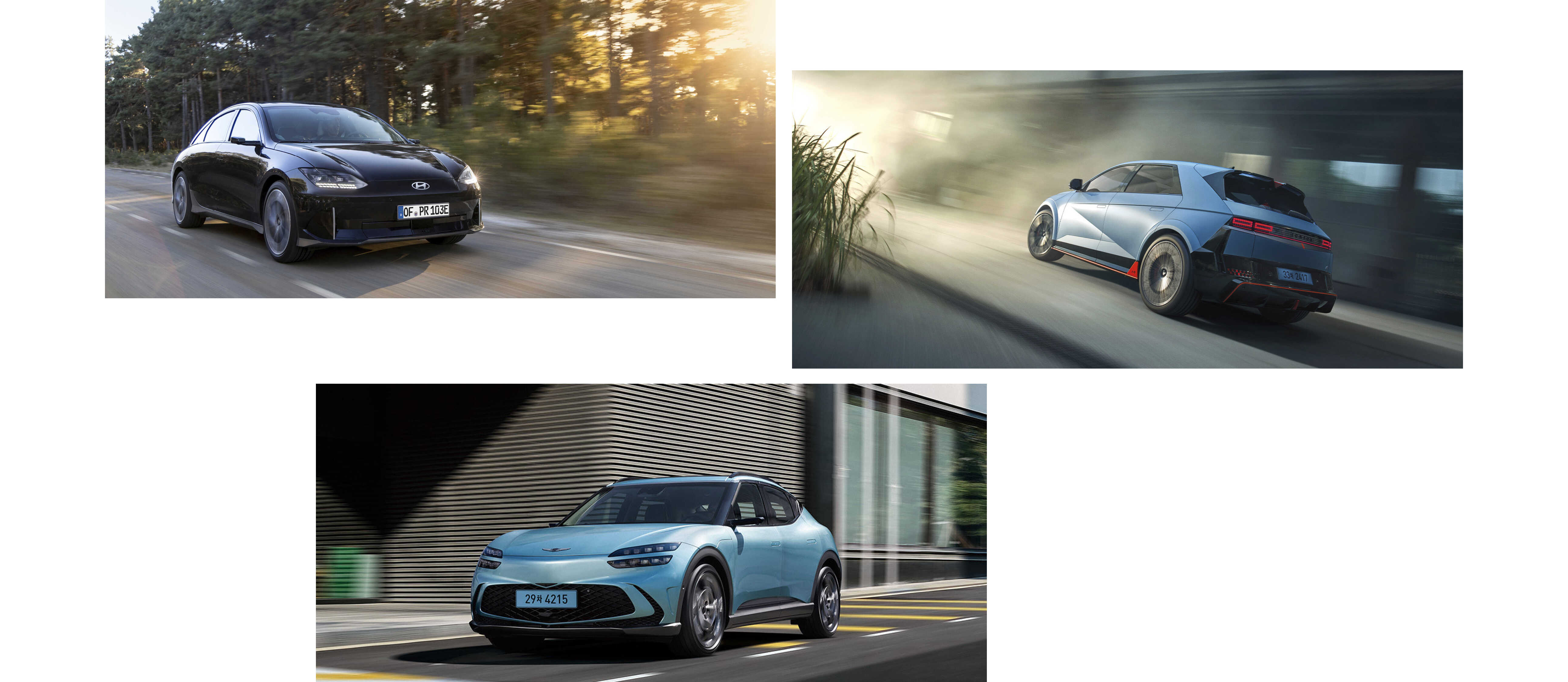Hyundai Motor Group electric vehicles in action at various automobile awards ceremonies around the world