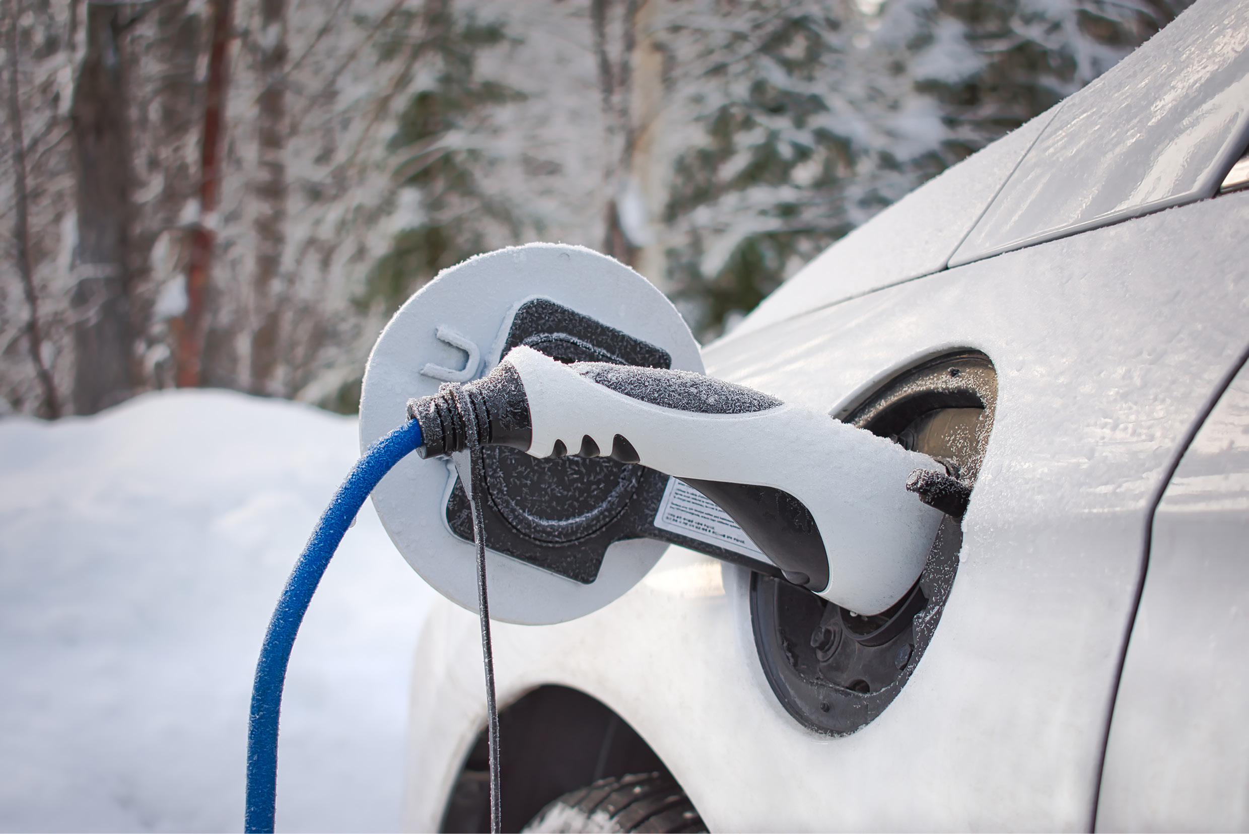 The electric car is being charged