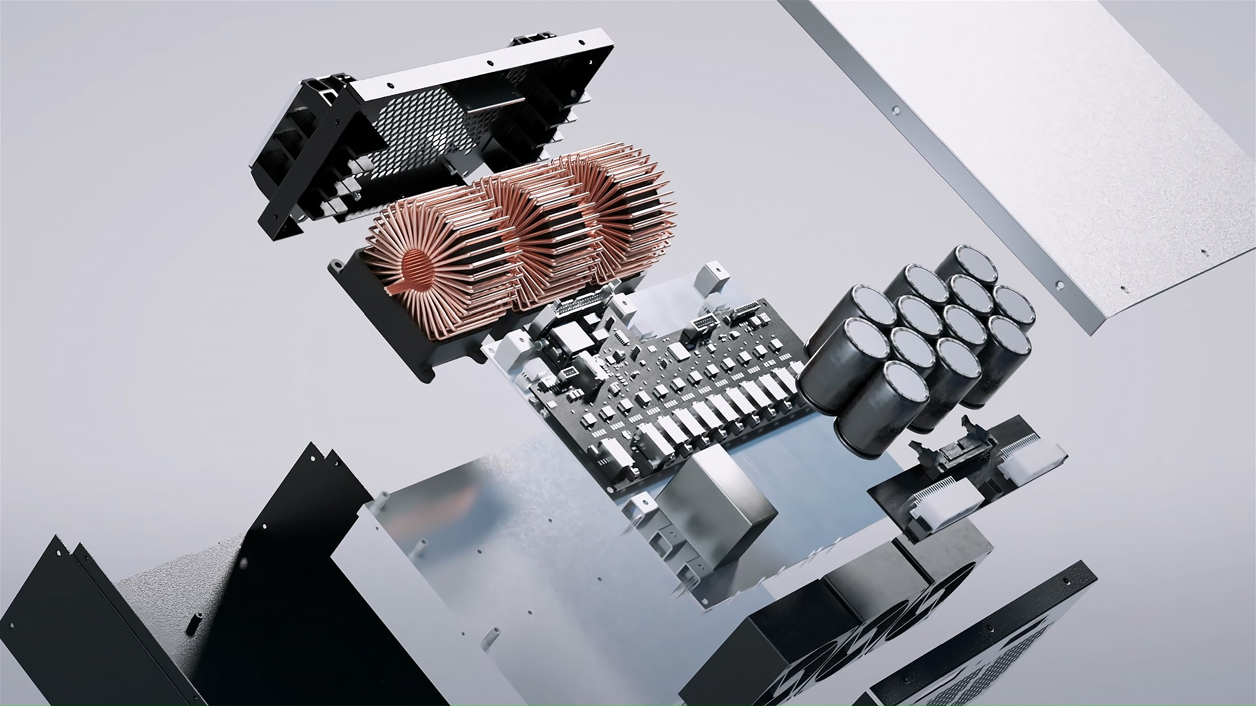 The inside of the electric vehicle charger