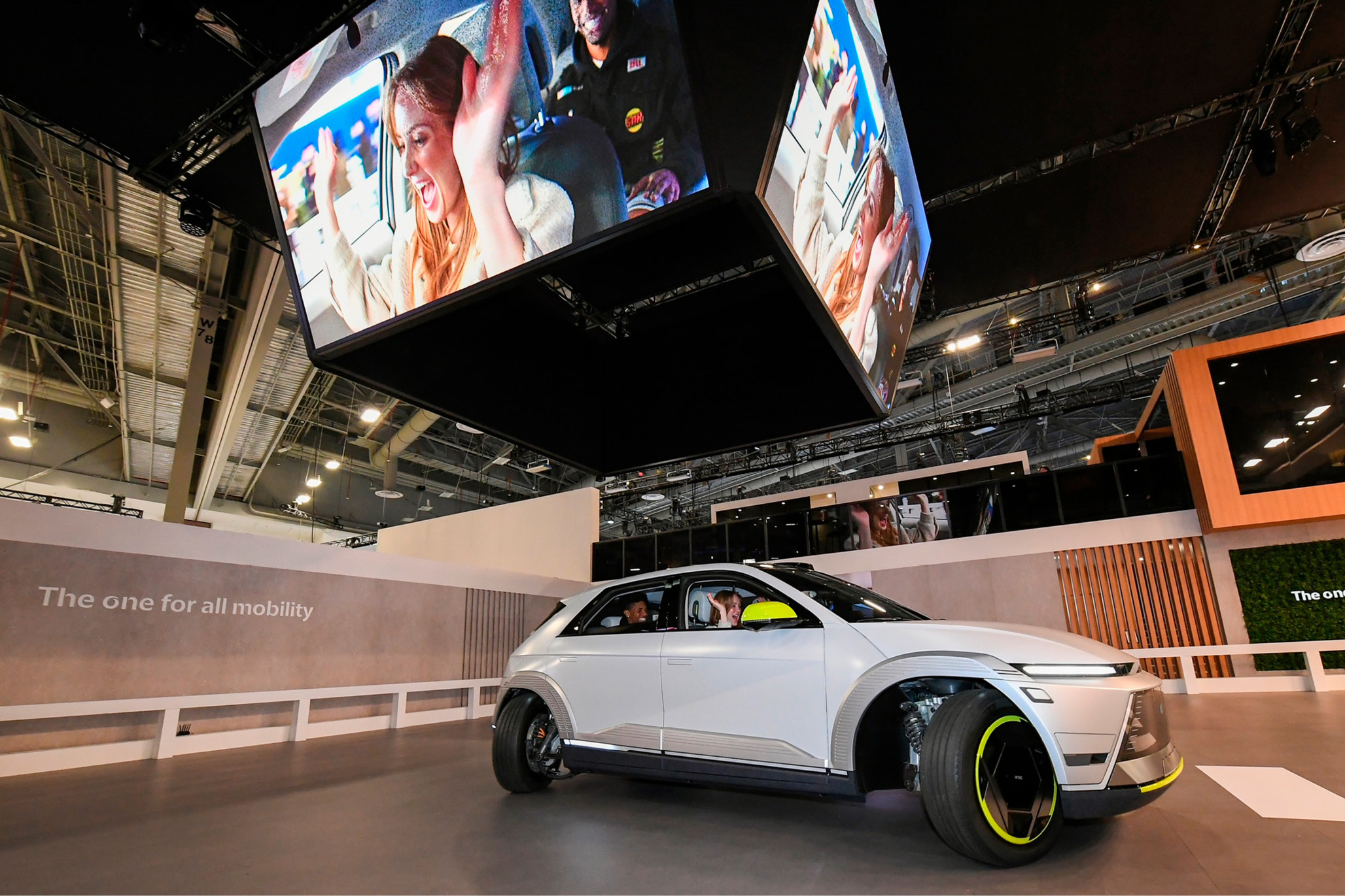 a car demonstrating its function on stage