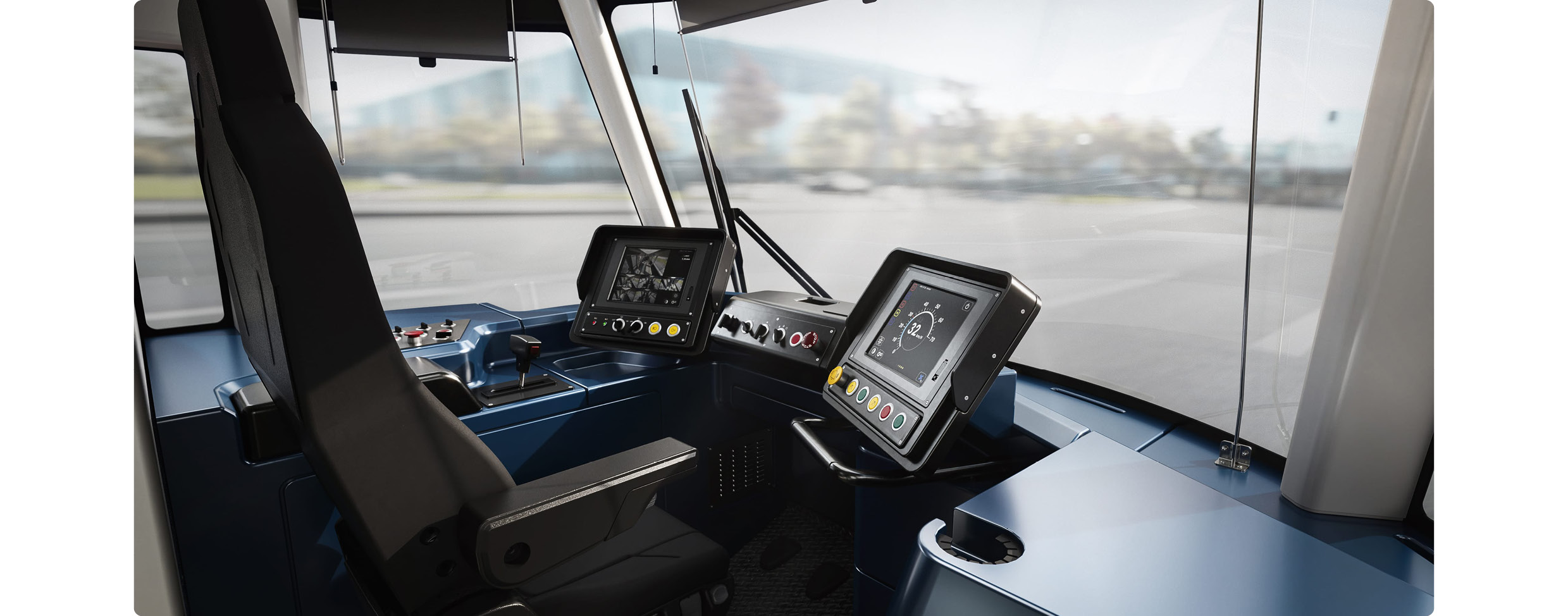 Driver's Seat of Hydrogen Fuel Cell Tram