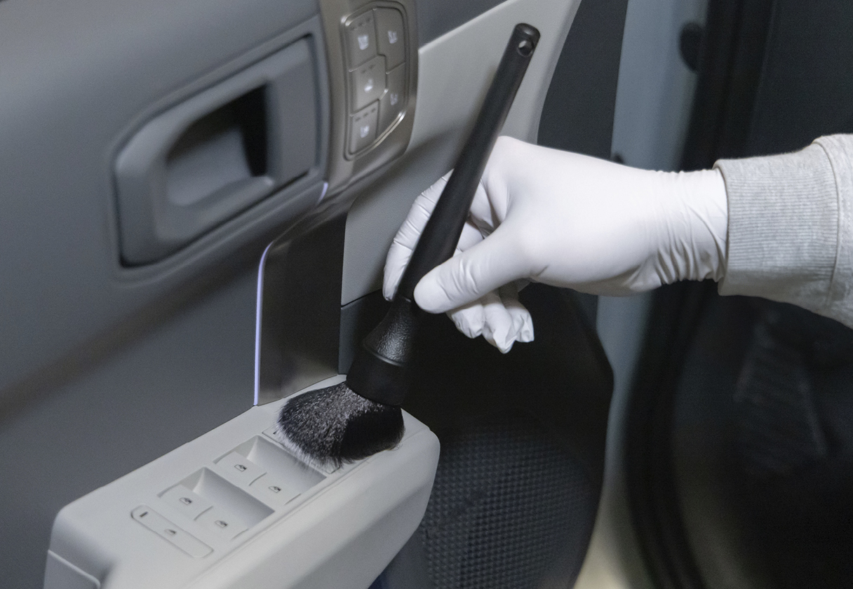 cleaning the interior of a car