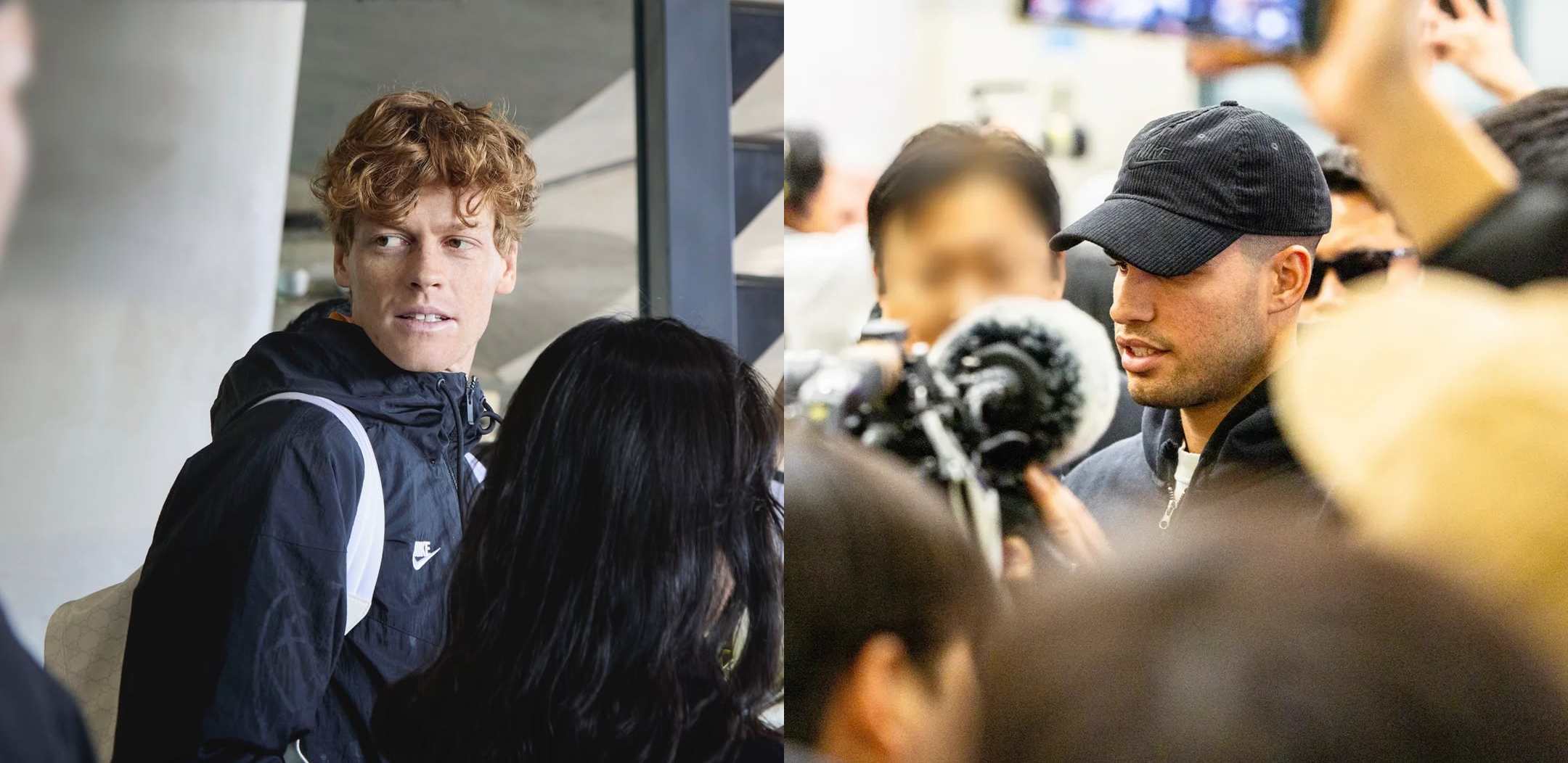 신네르와 알카라스의 인천공항 입국 모습