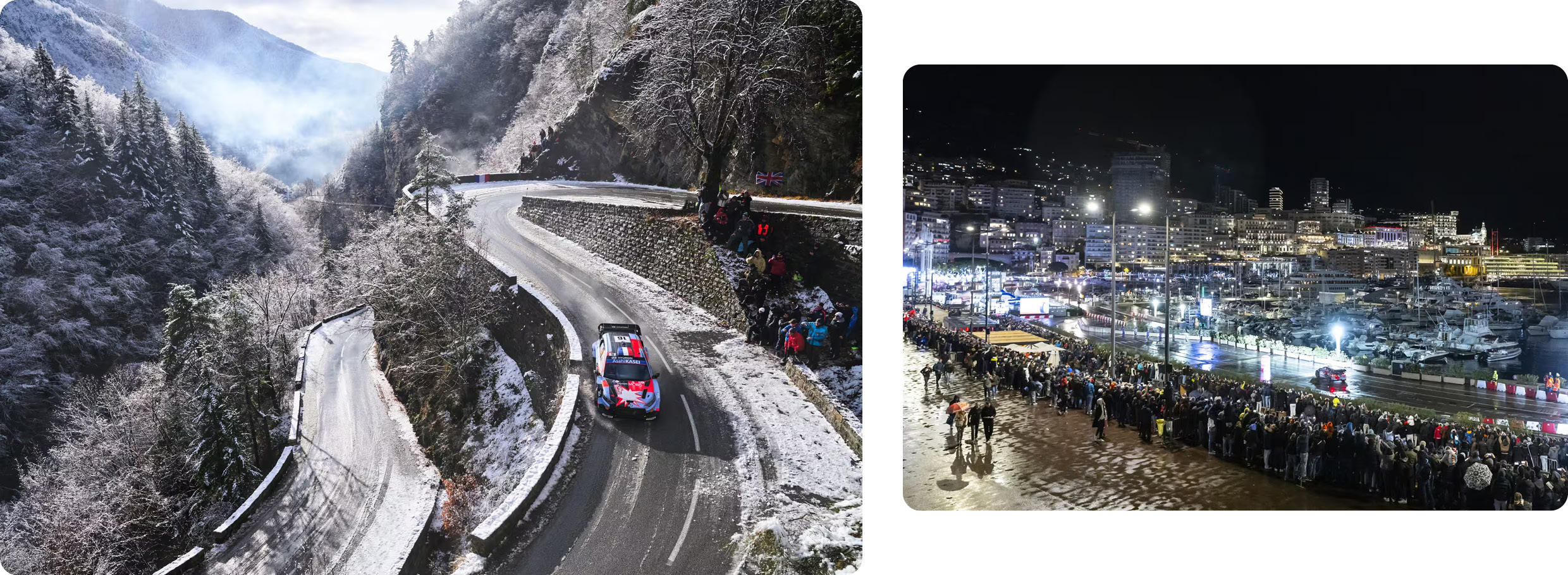 i20 N Rally car driving on monte carlo street