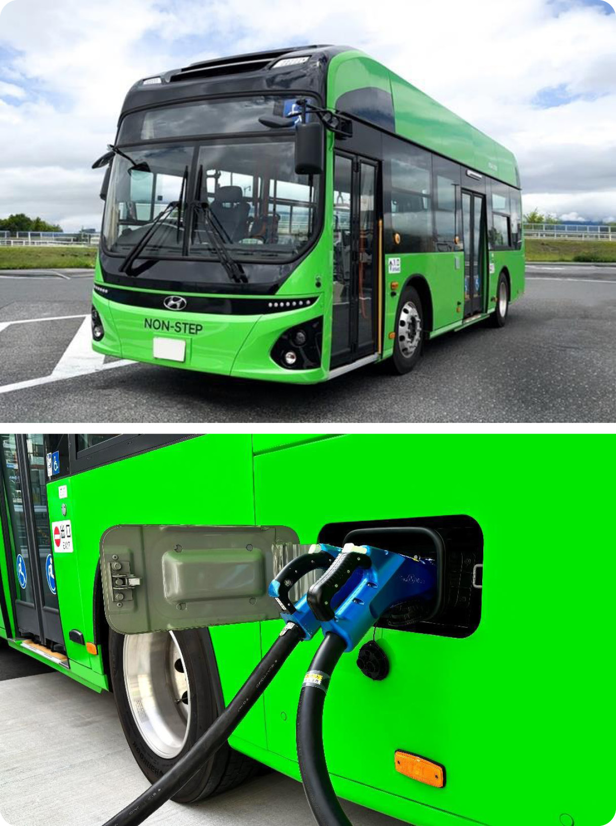 Hyundai Elec city Town bus is on the road