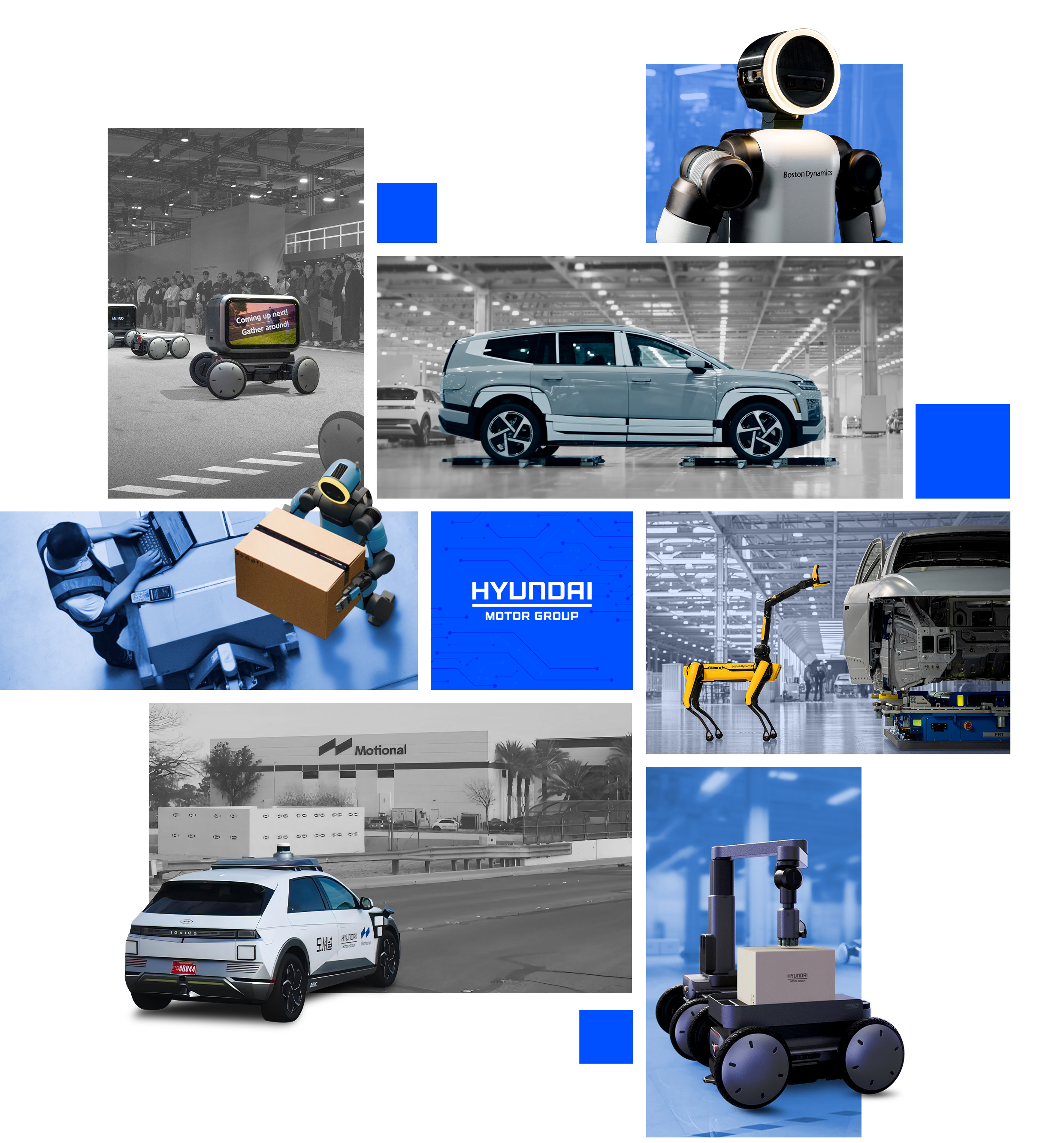 현대자동차그룹의 피지컬 AI 경쟁력에 해당하는 로봇과 모빌리티의 모습
