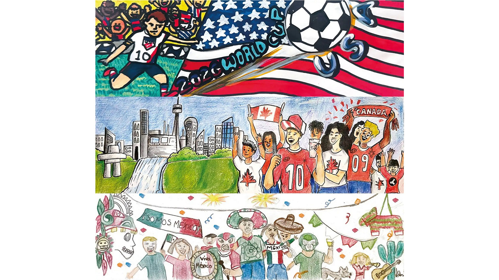 FIFA 월드컵 2026™ 대표팀 응원 어린이 그림 공모전 개최국(미국, 캐나다, 멕시코) 수상작