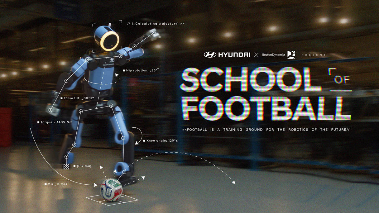 boston dynamics humanoid atlas is kicking the ball