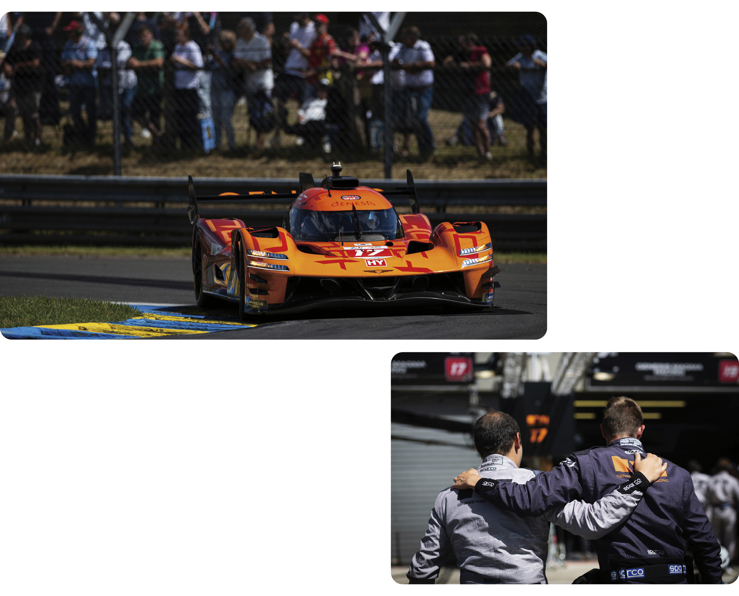 Genesis hypercars racing on the Circuit de la Sarthe