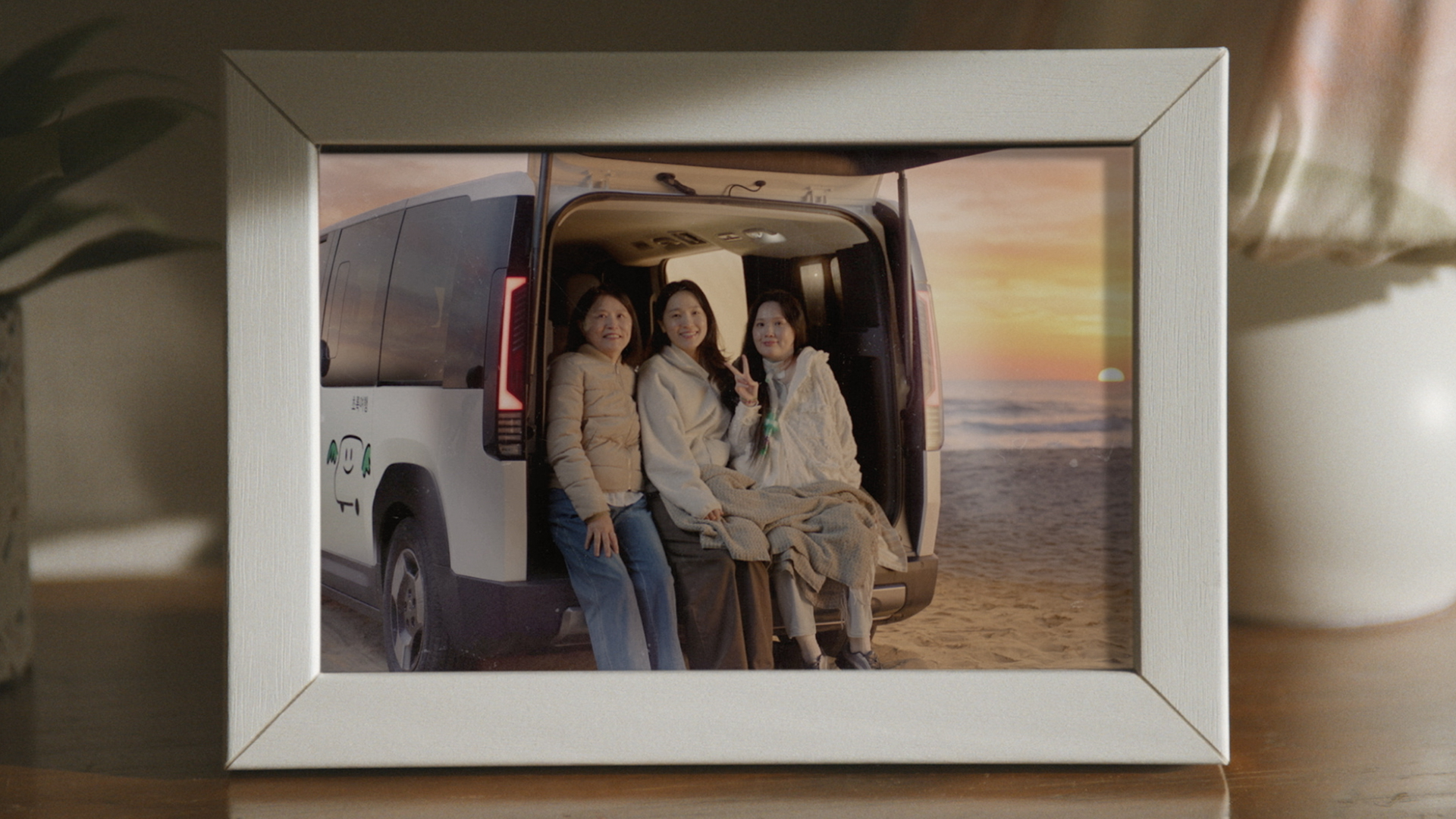 A framed family photograph