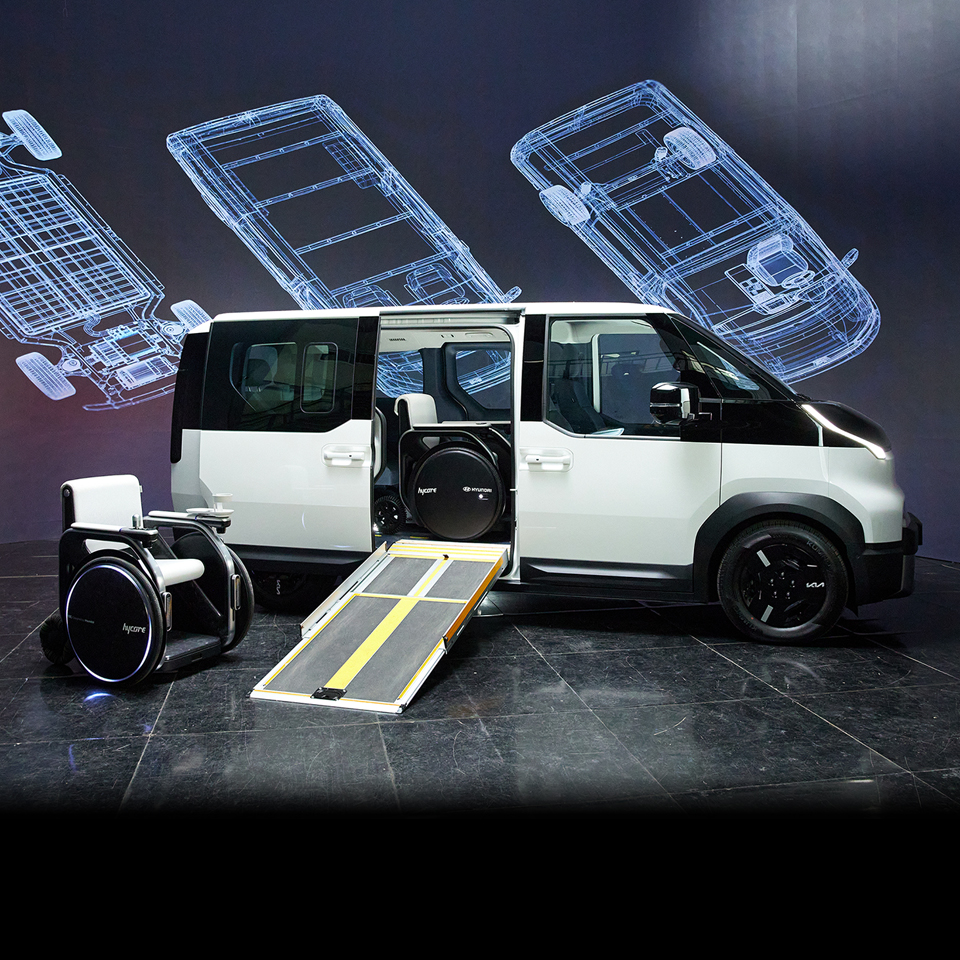 Kia PV5 WAV displayed alongside a wheelchair