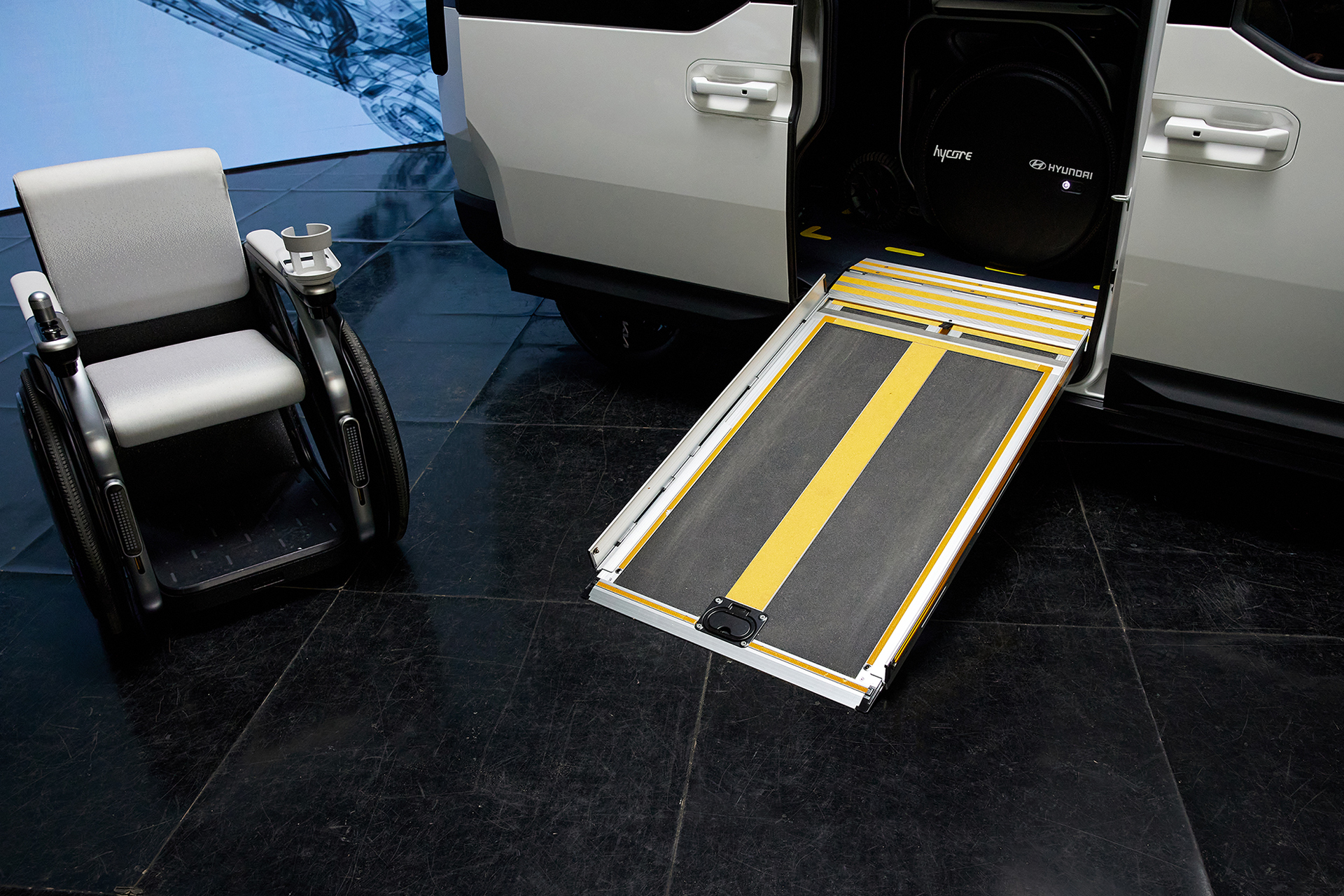 Wheelchair-access side ramp of the Kia PV5 WAV