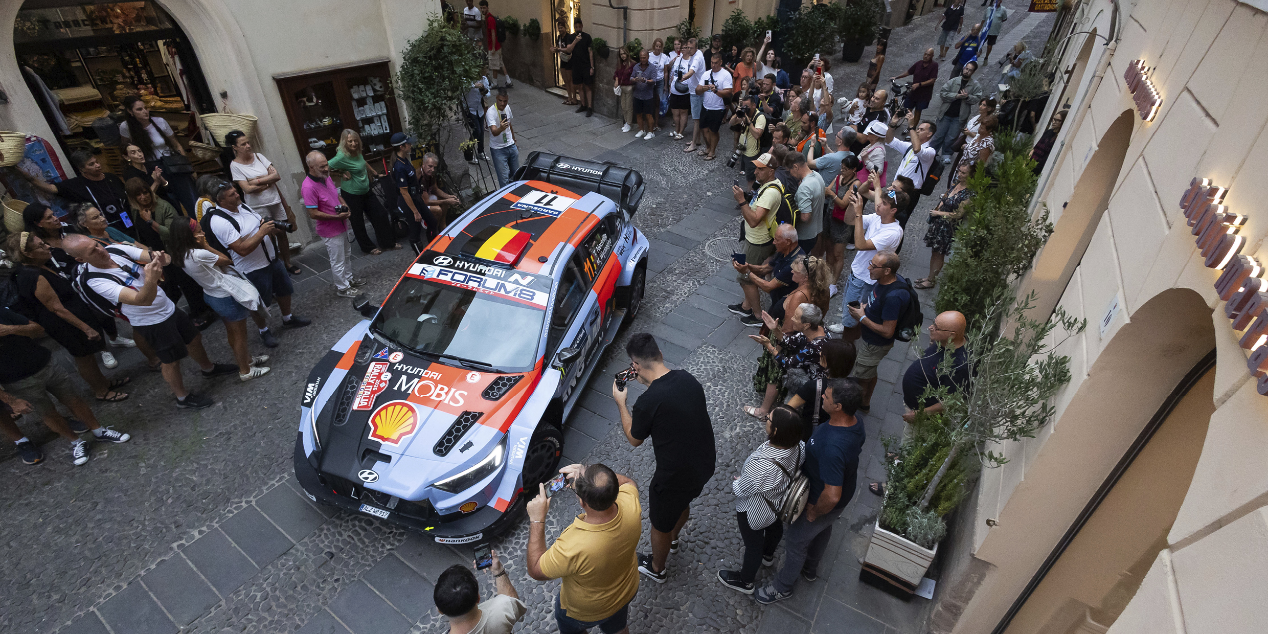 rally cars in the streets of Italy