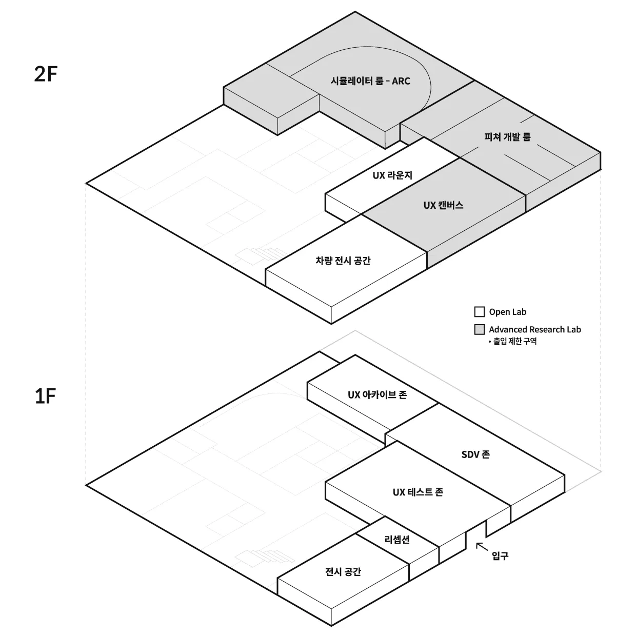 UX 스튜디오 서울 지점 층별 배치도